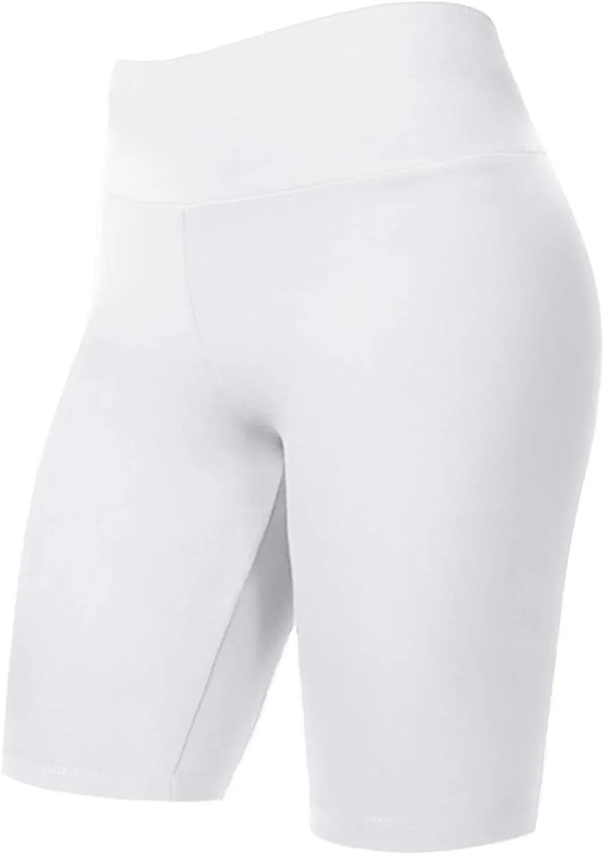 Women's Biker Shorts Buttery Soft High Waist Mid Thigh Cotton Spandex Pants