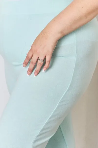 Women's RISEN Full Size High Waist Ultra Soft Knit Flare Pants