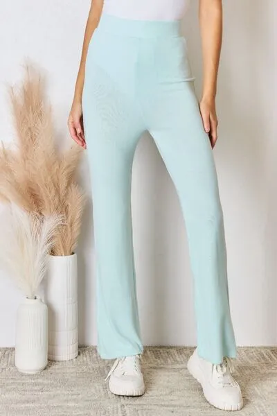 Women's RISEN Full Size High Waist Ultra Soft Knit Flare Pants