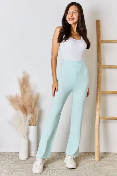 Women's RISEN Full Size High Waist Ultra Soft Knit Flare Pants
