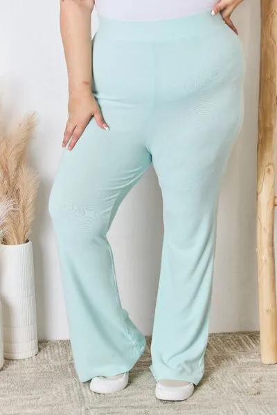 Women's RISEN Full Size High Waist Ultra Soft Knit Flare Pants