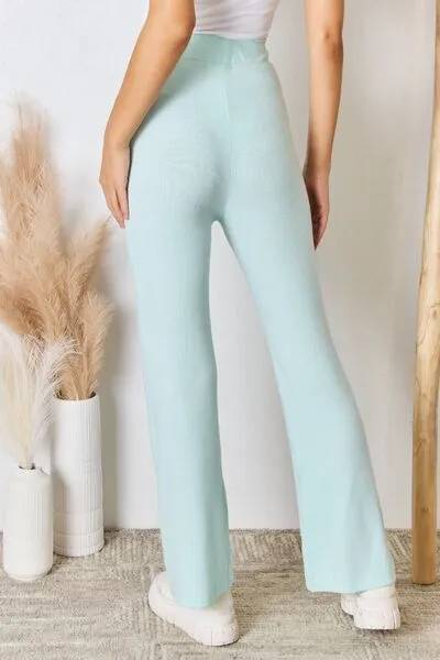 Women's RISEN Full Size High Waist Ultra Soft Knit Flare Pants