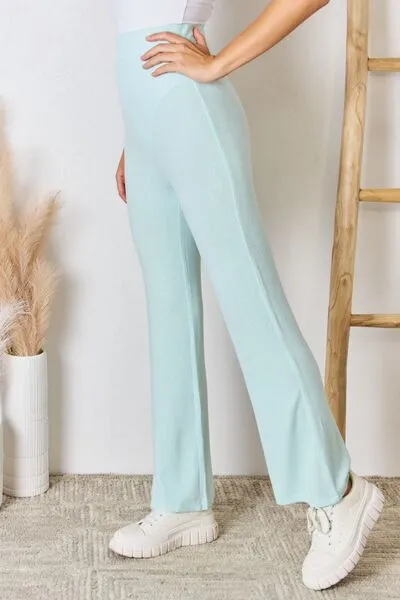 Women's RISEN Full Size High Waist Ultra Soft Knit Flare Pants