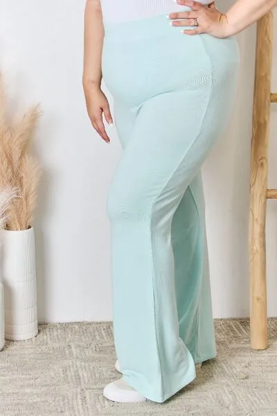 Women's RISEN Full Size High Waist Ultra Soft Knit Flare Pants