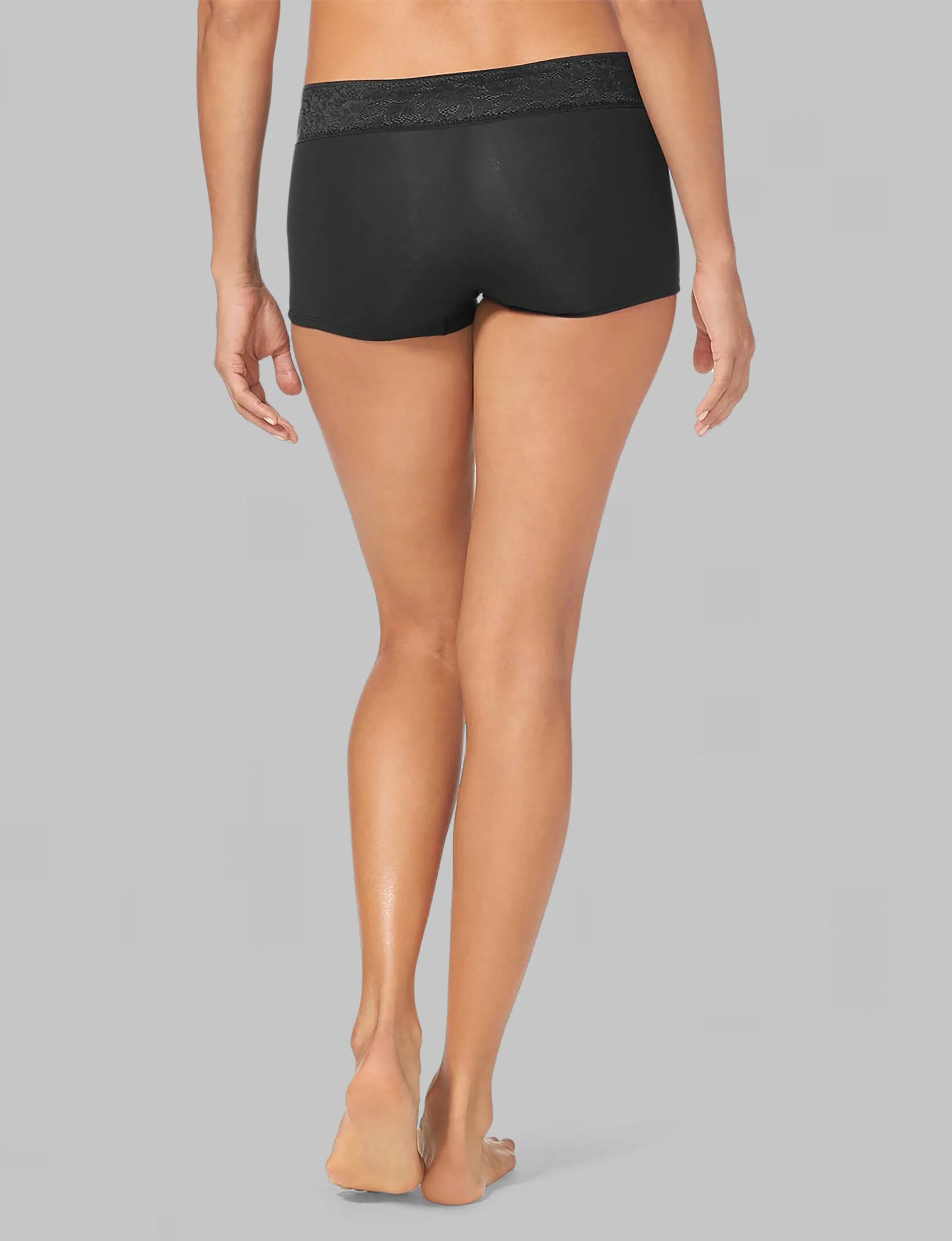 Women's Second Skin Boyshort, Lace Waist