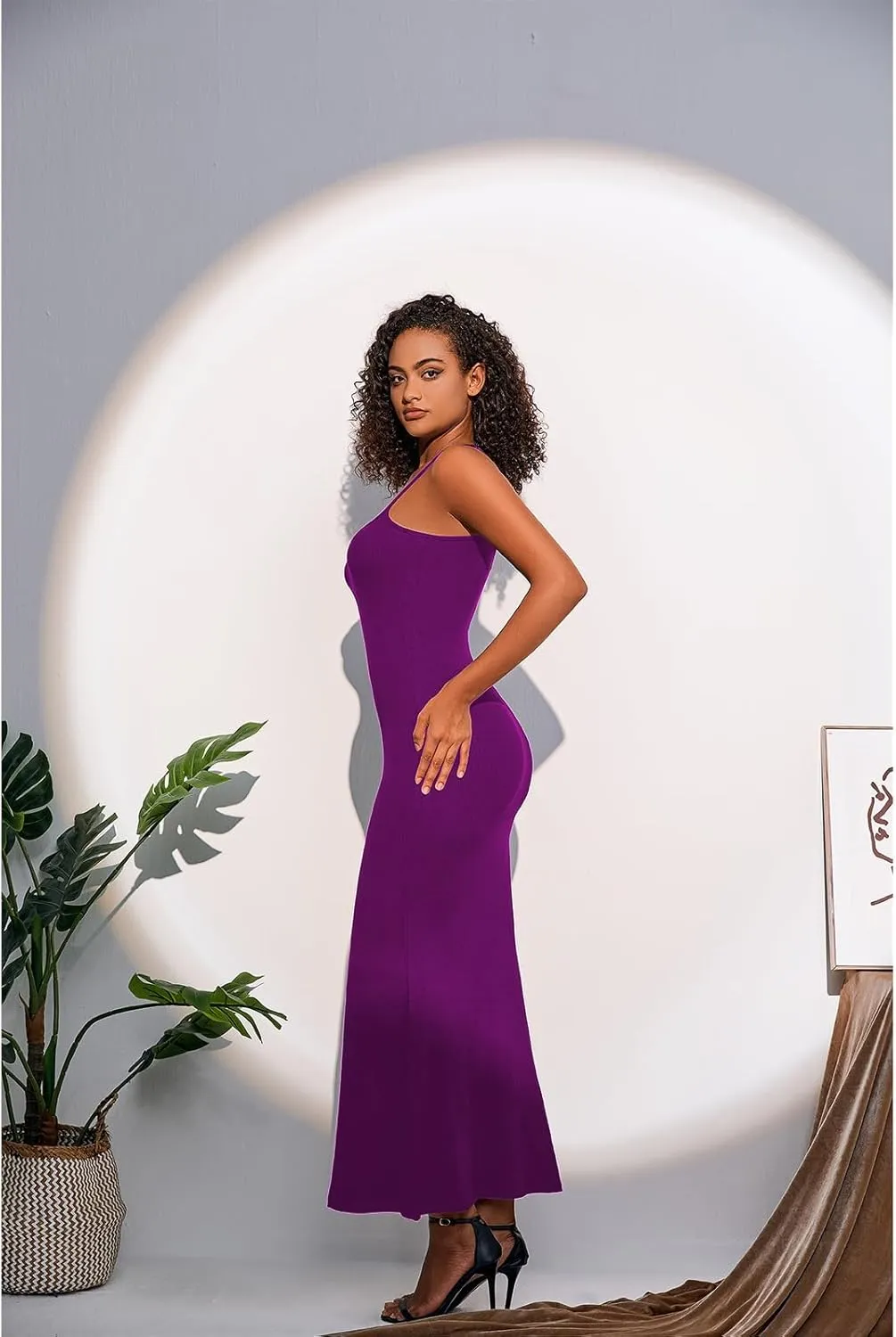 Women's Sexy Lounge Slip Long Dress Elegant Sleeveless Backless Ribbed Bodycon Maxi Dresses