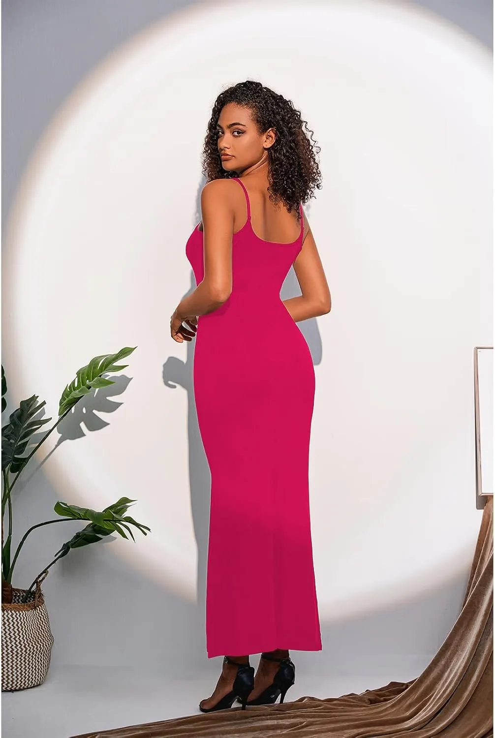 Women's Sexy Lounge Slip Long Dress Elegant Sleeveless Backless Ribbed Bodycon Maxi Dresses