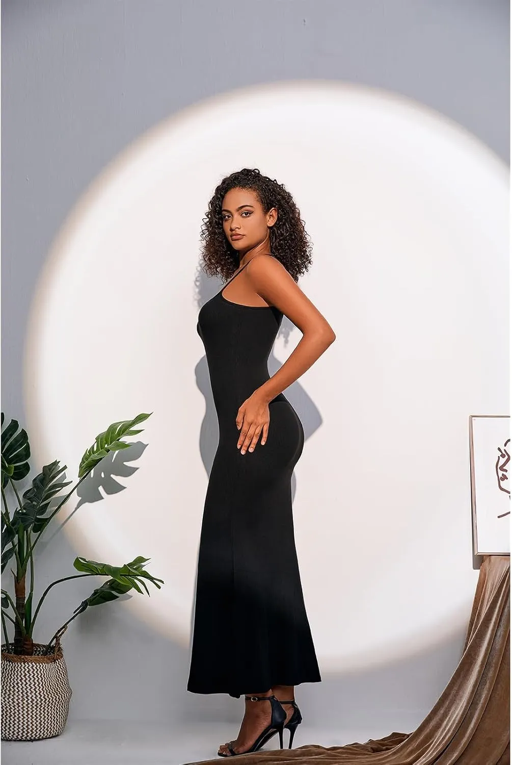 Women's Sexy Lounge Slip Long Dress Elegant Sleeveless Backless Ribbed Bodycon Maxi Dresses