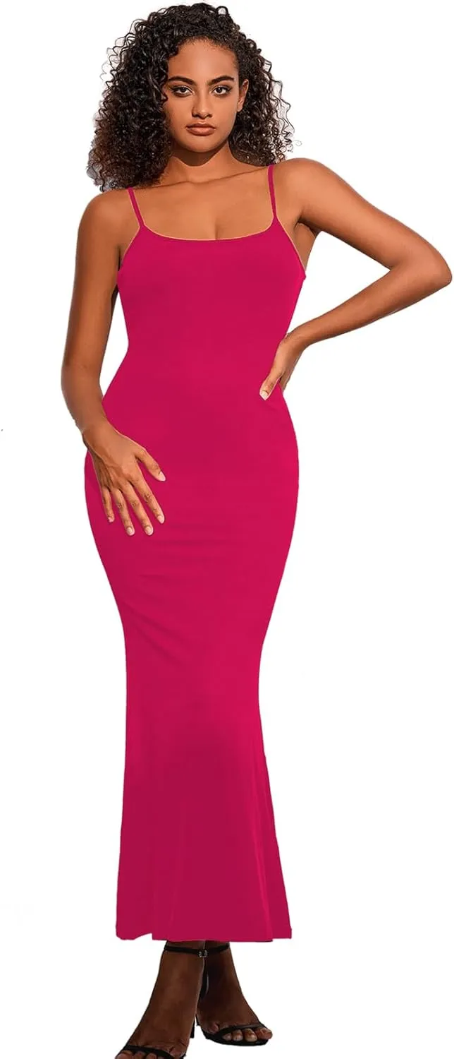 Women's Sexy Lounge Slip Long Dress Elegant Sleeveless Backless Ribbed Bodycon Maxi Dresses