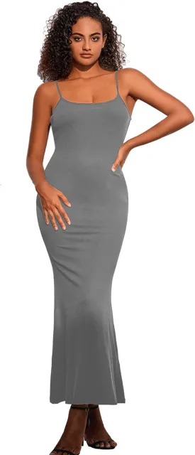 Women's Sexy Lounge Slip Long Dress Elegant Sleeveless Backless Ribbed Bodycon Maxi Dresses