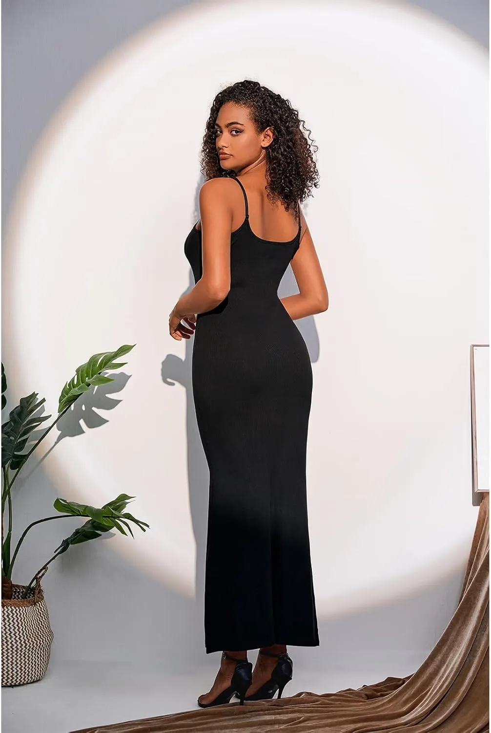 Women's Sexy Lounge Slip Long Dress Elegant Sleeveless Backless Ribbed Bodycon Maxi Dresses