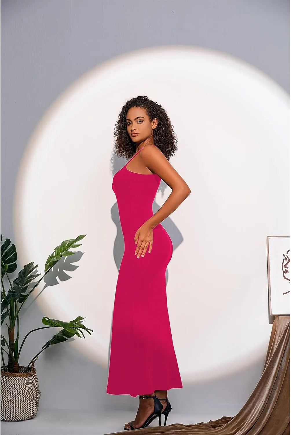 Women's Sexy Lounge Slip Long Dress Elegant Sleeveless Backless Ribbed Bodycon Maxi Dresses