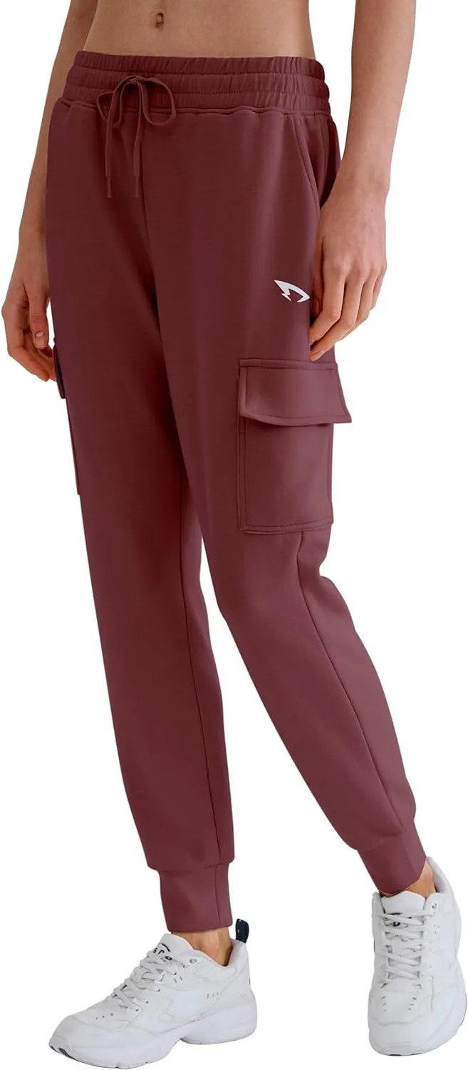 Womens Sweatpants Petite Joggers with Pocket Soft Scuba Lightweight Casual Tapered Cargo Track Pants for Lounge Workout