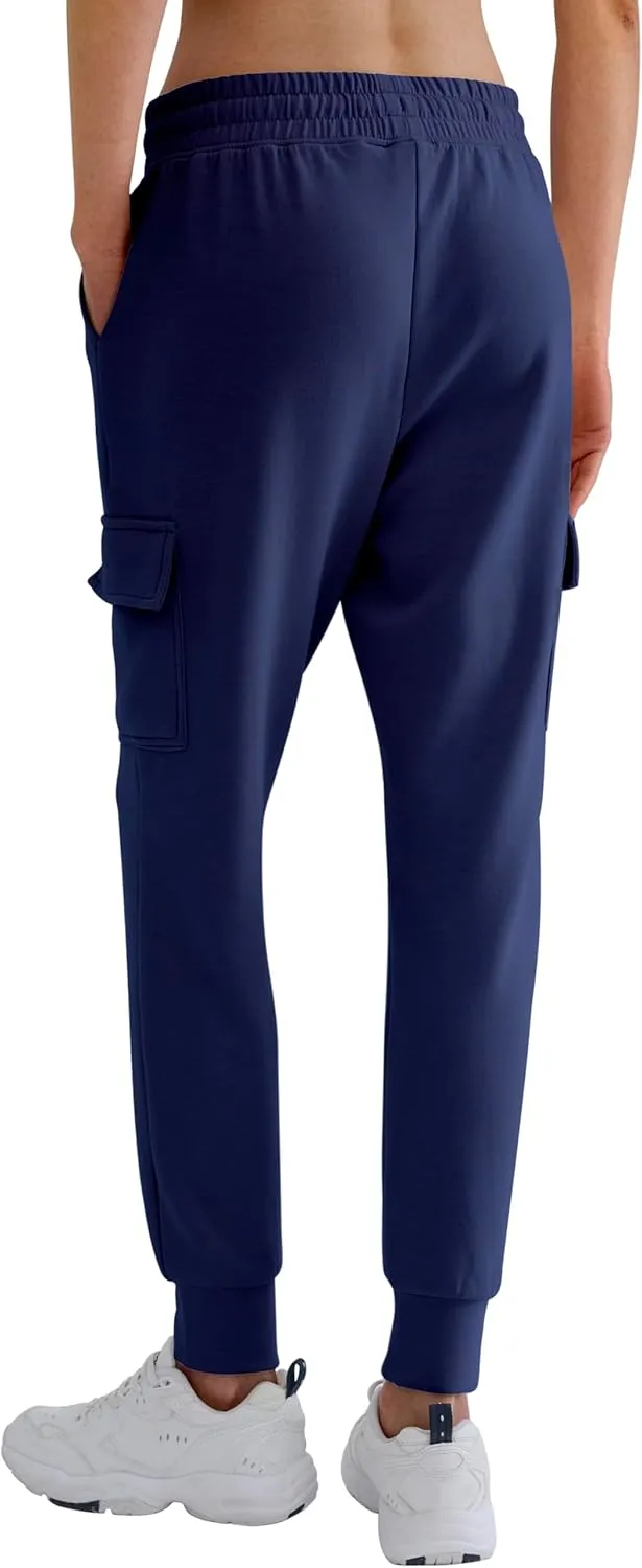 Womens Sweatpants Petite Joggers with Pocket Soft Scuba Lightweight Casual Tapered Cargo Track Pants for Lounge Workout