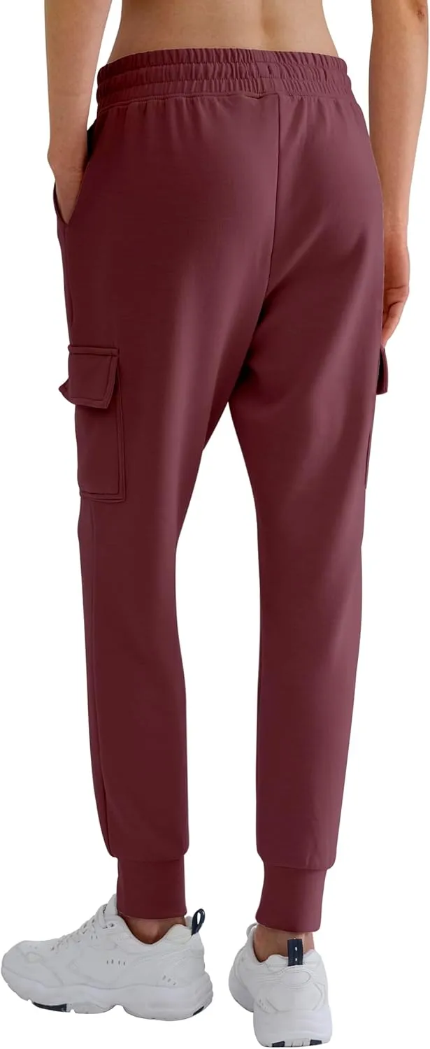 Womens Sweatpants Petite Joggers with Pocket Soft Scuba Lightweight Casual Tapered Cargo Track Pants for Lounge Workout