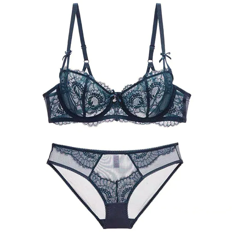 Women's thin bra big breasts show small beautiful back bra set