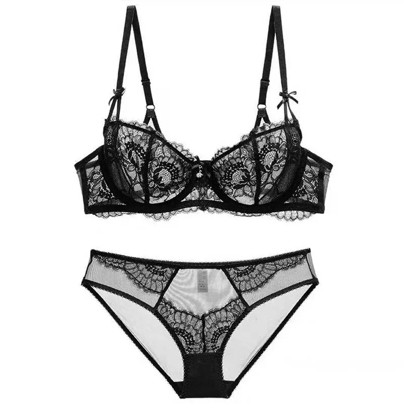 Women's thin bra big breasts show small beautiful back bra set