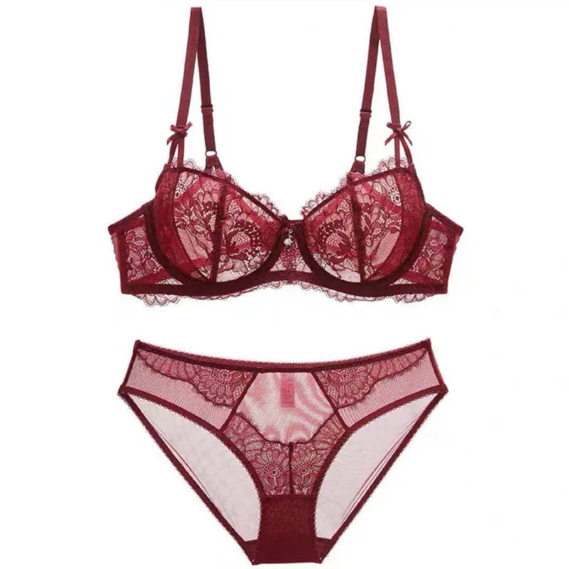 Women's thin bra big breasts show small beautiful back bra set