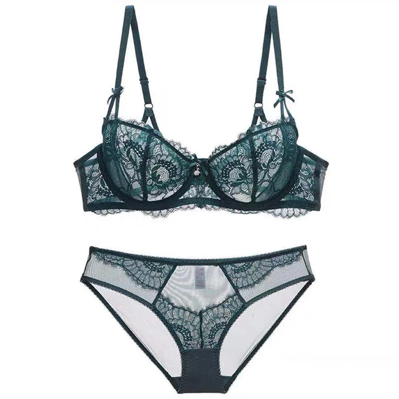 Women's thin bra big breasts show small beautiful back bra set