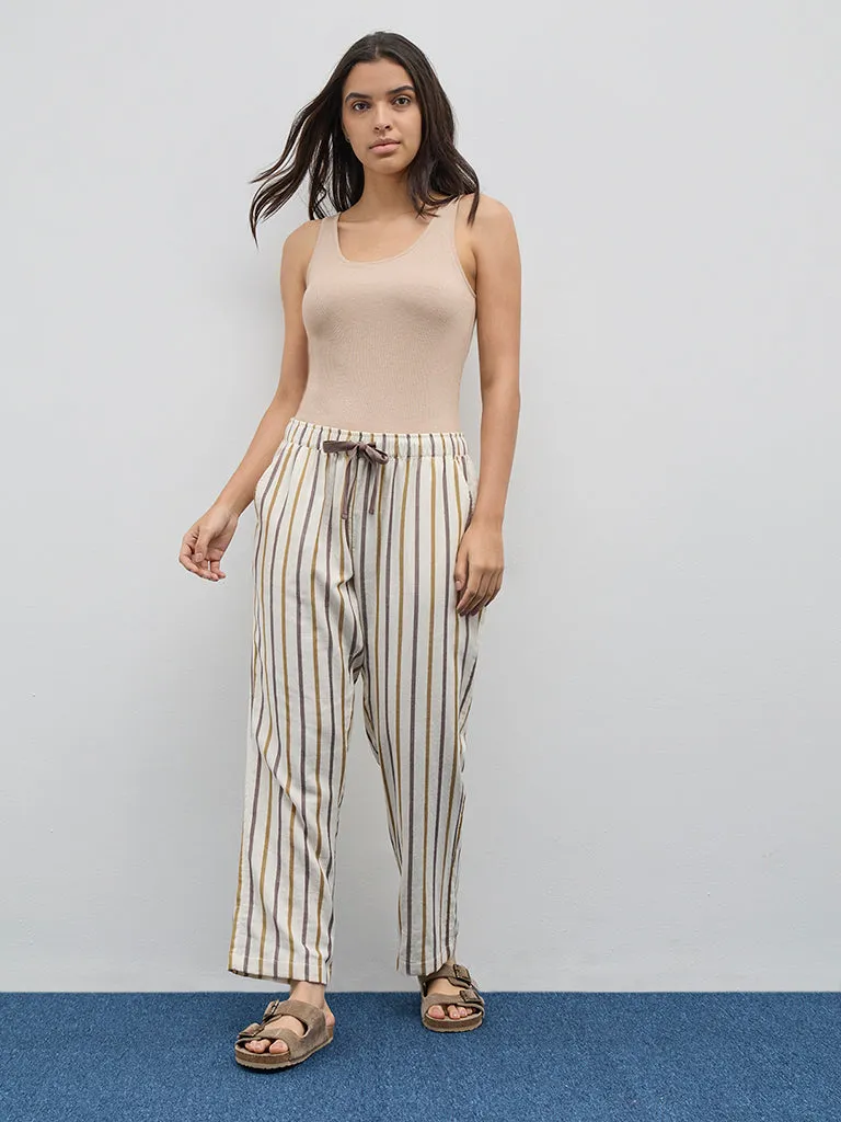 Wunderlove Multicolour Striped Cotton Lounge Pants